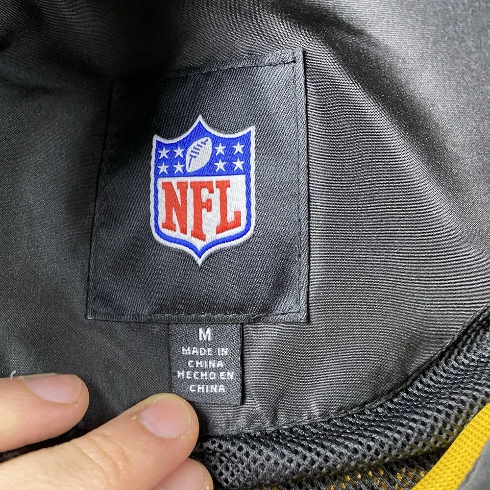 NFL‎ Pittsburgh Steelers Windbreaker Jacket Mens Medium Black Yellow